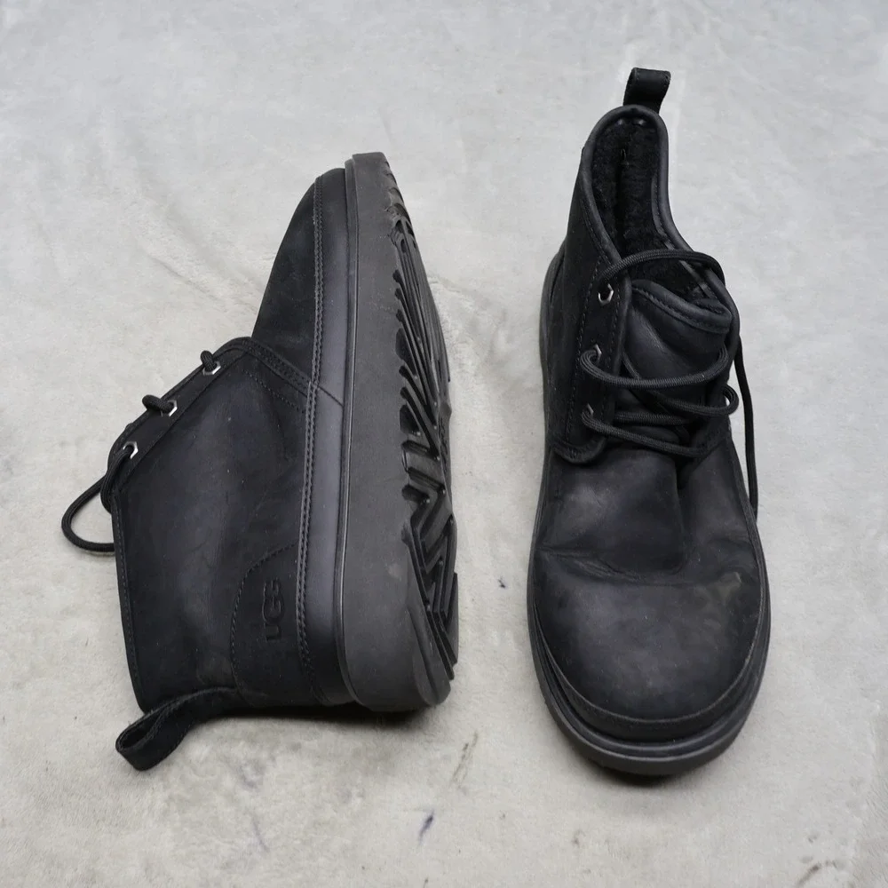 UGG Mens 10 Chukka Boots Black Leather Neumel Weather II Waterproof 1120851
